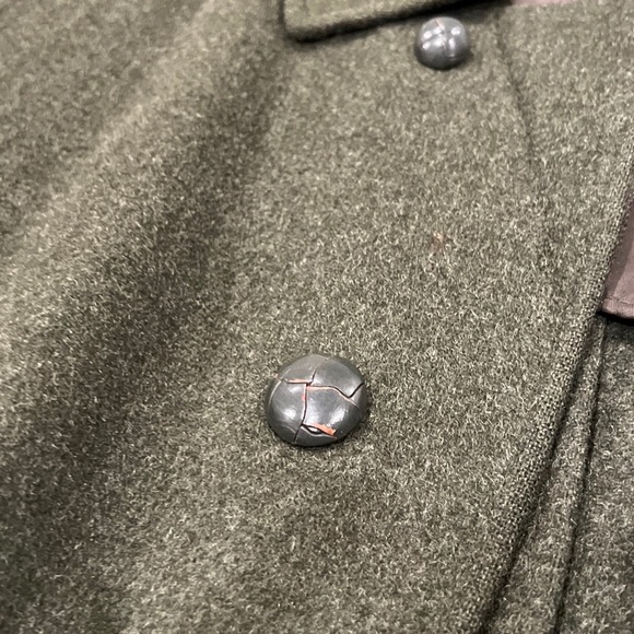 VTG 44 R Steinbock Tyroler Loden Olive Green Wool Blend Over Coat Made Austria. - Picture 3 of 9